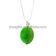 Vente en gros pendentif en agate vert vert avec collier en argent